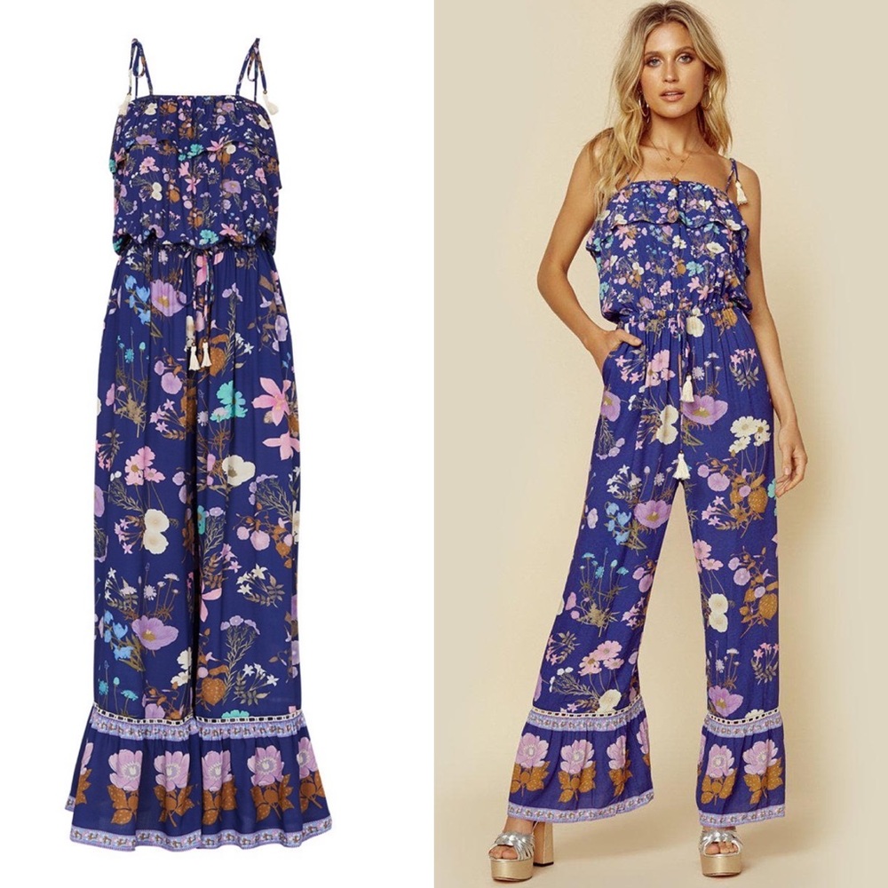 Spell Floral Jumpsuit in Blue and Purple